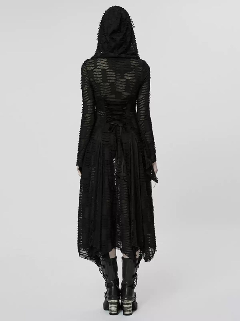 Vintage Lace Patchwork Hooded Maxi Dress