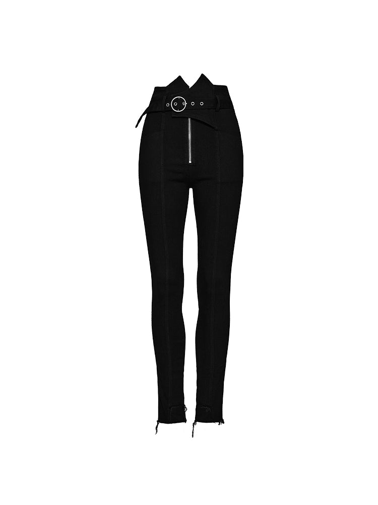 High-Waist Straight Black Jeans Women