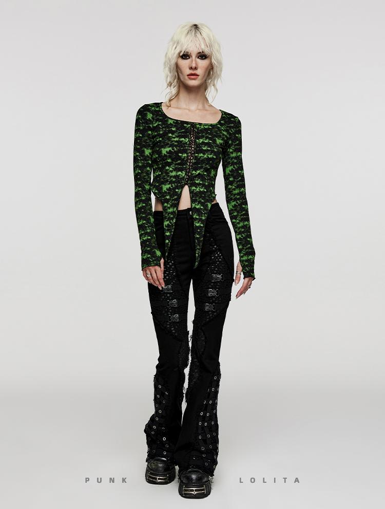 Punk Ripped Flared Jeans Women