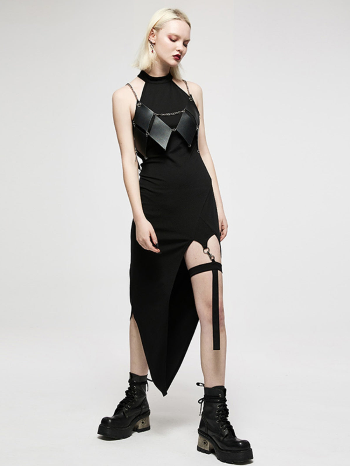 Gothic Slit Cutout Bodycon Slip Dress