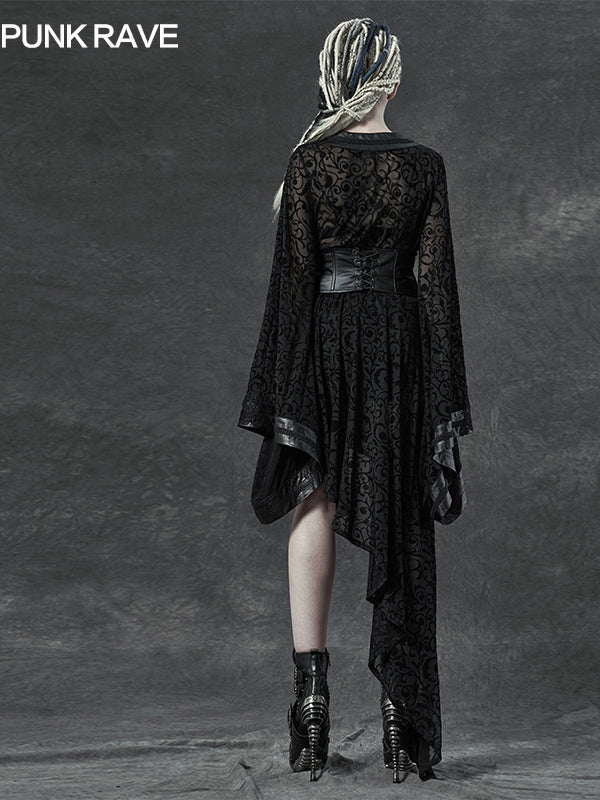 Punk V-Neck Black Midi Dress