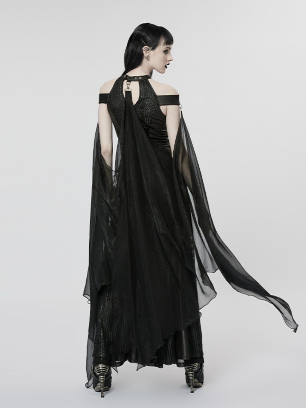 Gothic Cutout V-Neck Maxi Dress