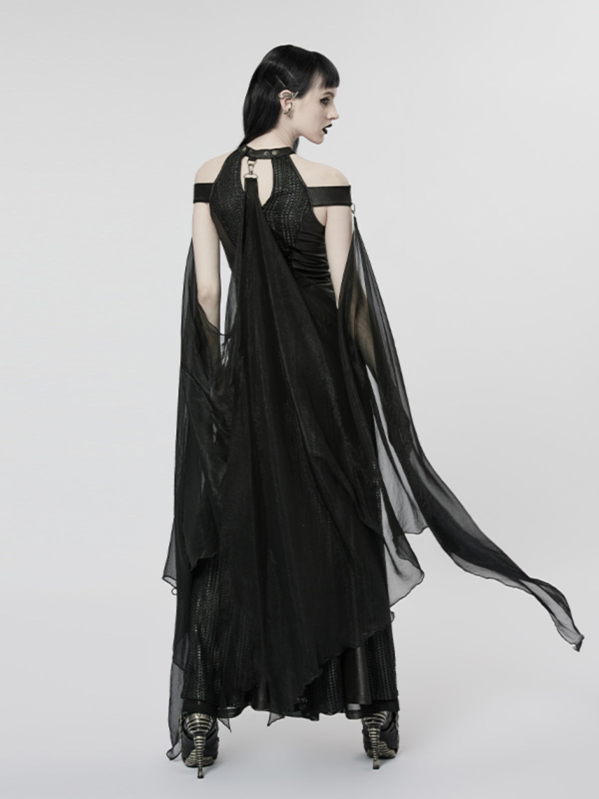Gothic Cutout V-Neck Maxi Dress