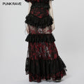 Punk Mesh Lace Midi Skirt
