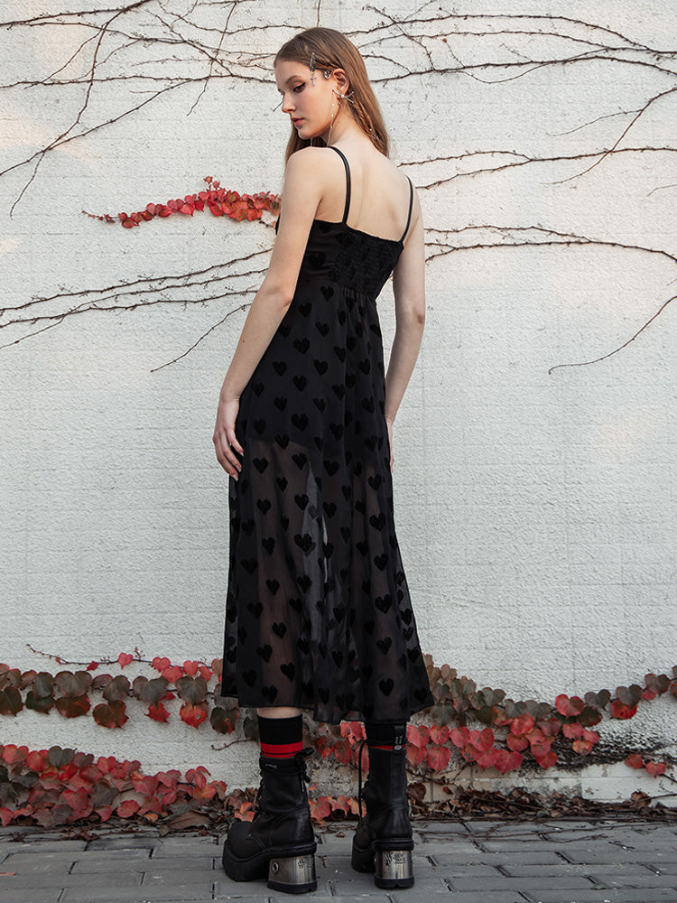 Chiffon Slit Camisole A-Line Dress