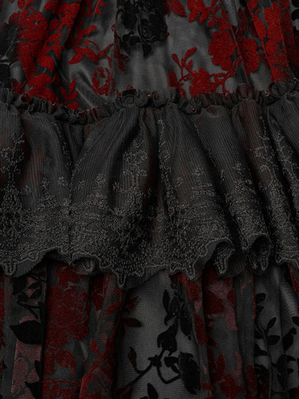 Velvet Print Lace Trim Gown