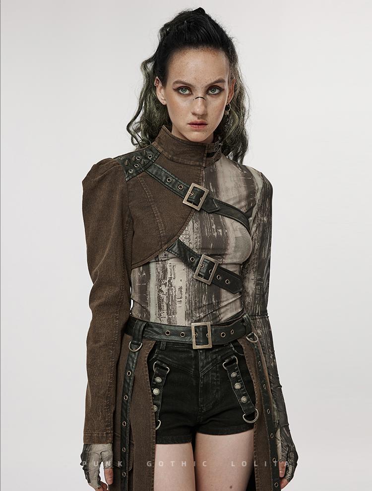 Punk Cropped Shoulder Cape Jacket