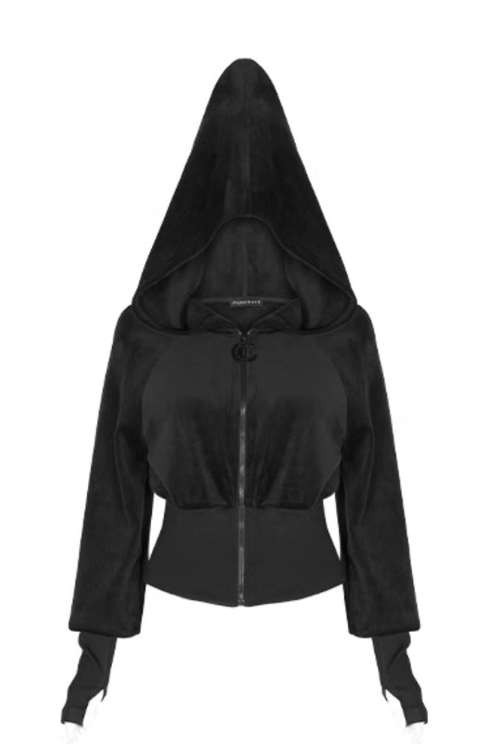 Velvet Witch Hoodie Cropped Top