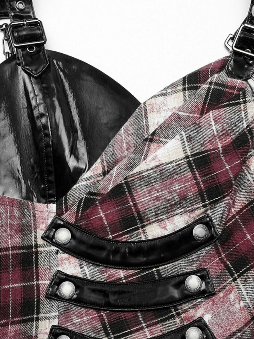 Red Plaid Retro Punk Maxi Dress