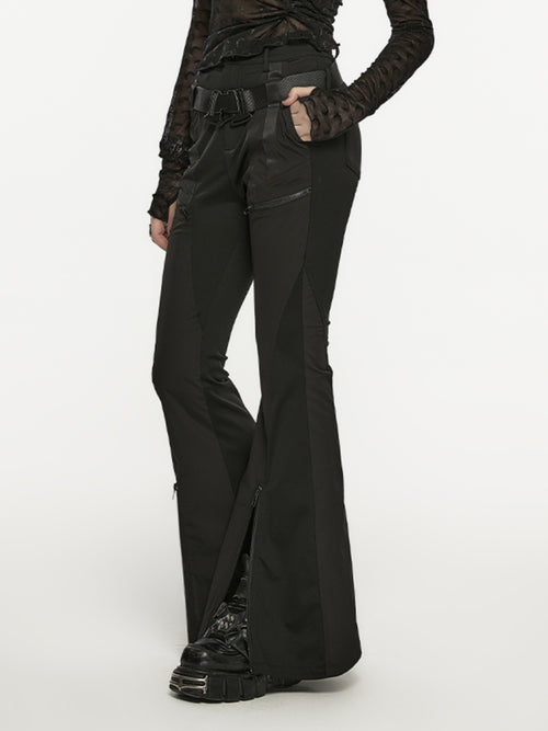 Cyberpunk High-Slit Cargo Flare Pants