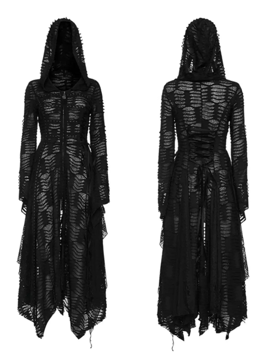 Vintage Lace Patchwork Hooded Maxi Dress