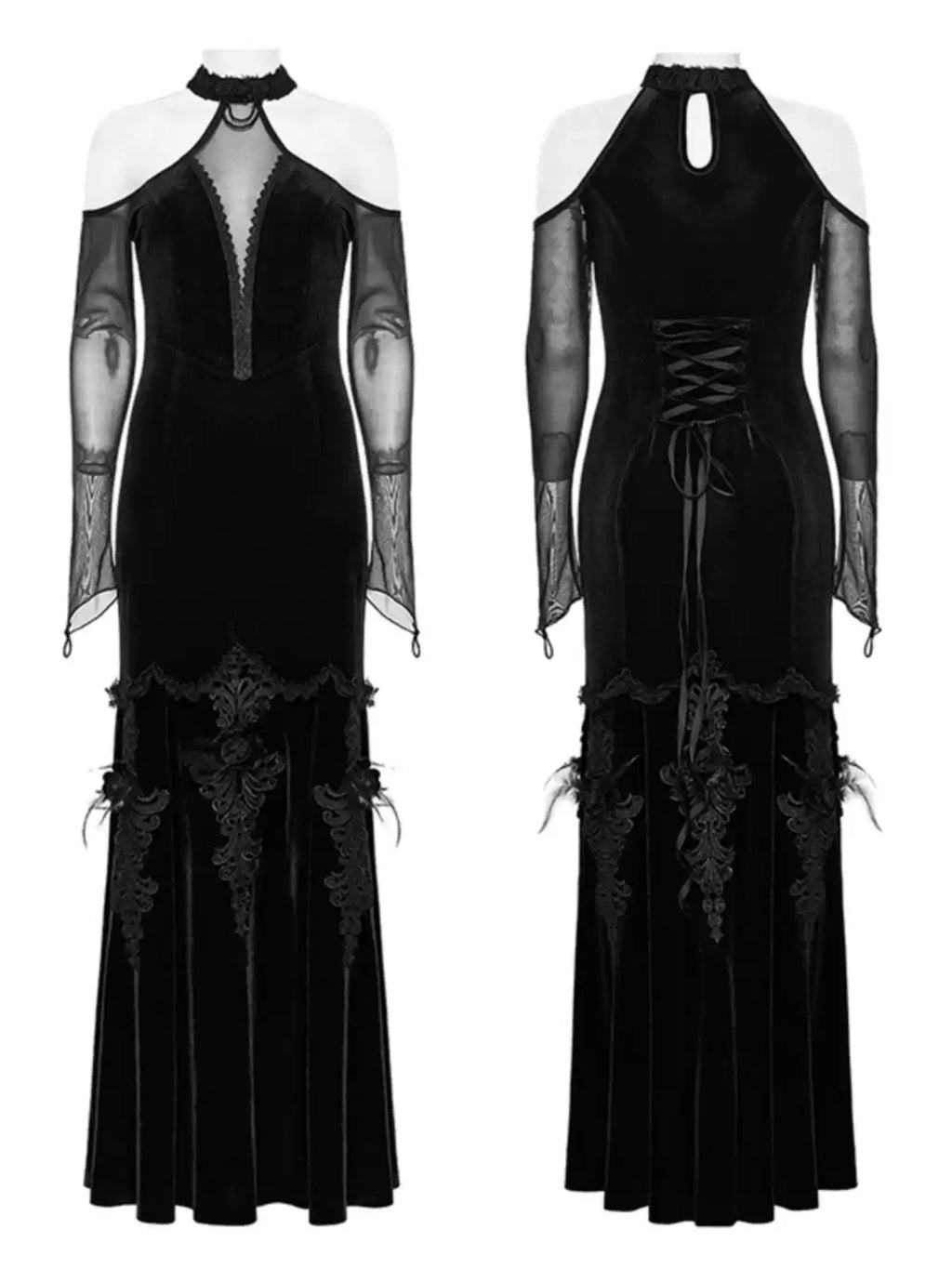 Black Off-Shoulder Fitted Gown