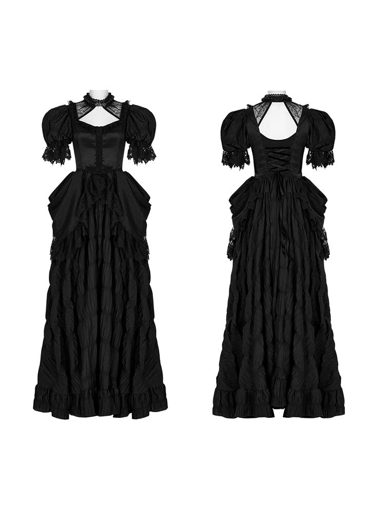 Layered Gown Short-Sleeve Luxury Dress