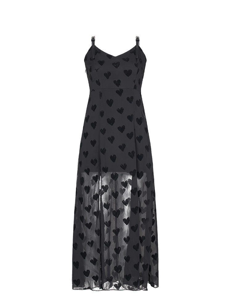 Chiffon Slit Camisole A-Line Dress