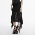 Dark fishtail mesh-panel pencil skirt