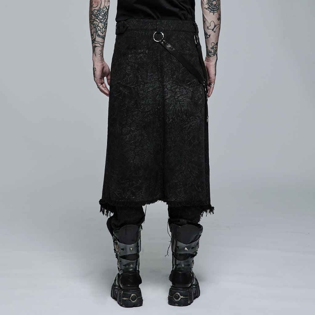 Goth asymmetric stage kilt-pants