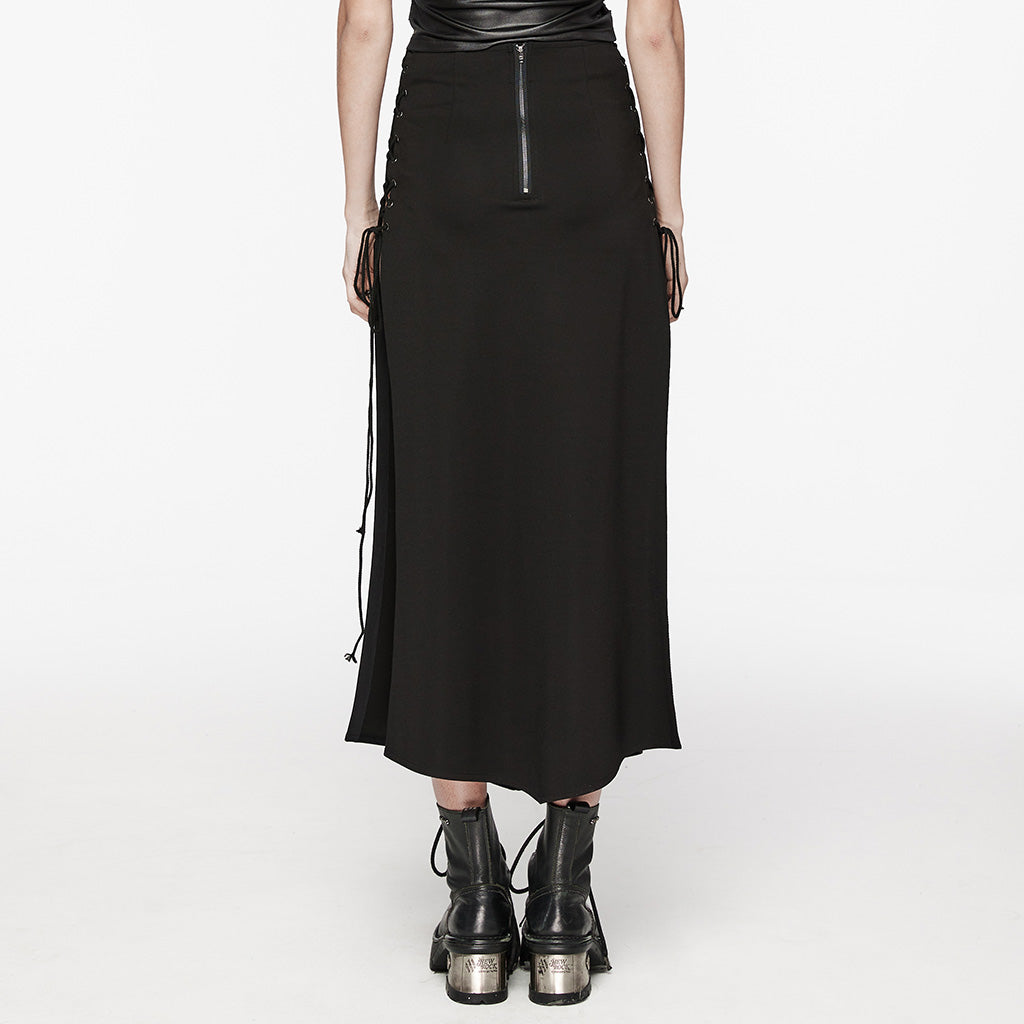 High-slit punk bodycon maxi skirt