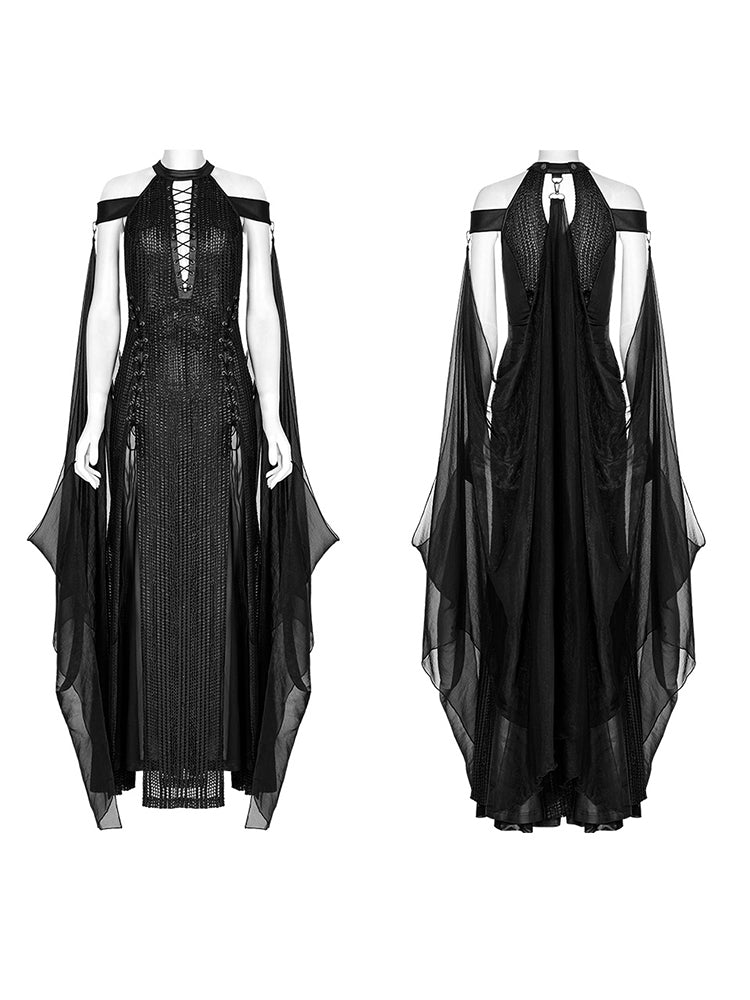 Gothic Cutout V-Neck Maxi Dress