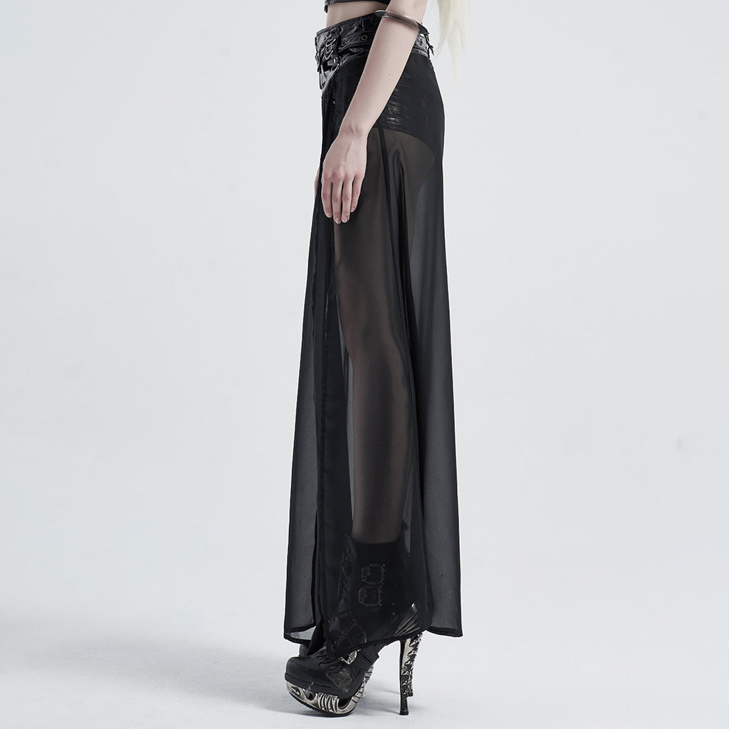 Punk Mesh Split Layered Skirt