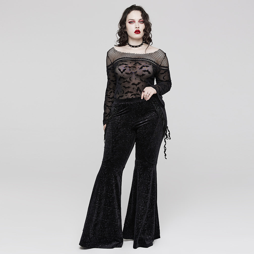 Jacquard Velvet High-Waist Flare Pants