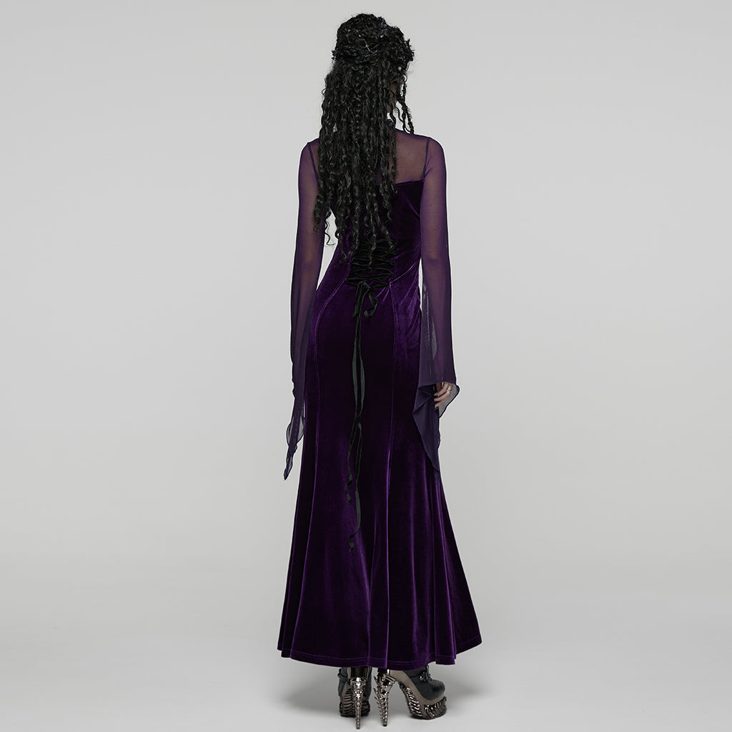 Velvet Mesh Lace Mermaid Dress
