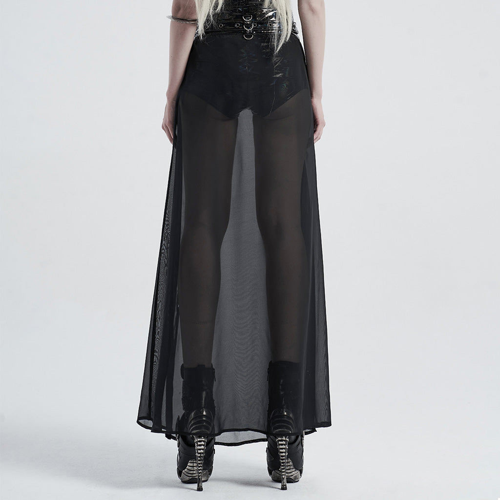 Punk Mesh Split Layered Skirt