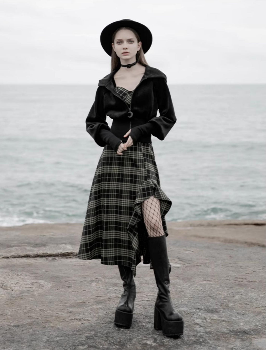 Velvet Witch Hoodie Cropped Top