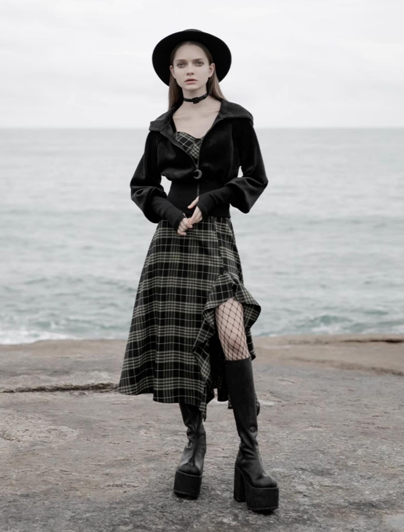 Velvet Witch Hoodie Cropped Top