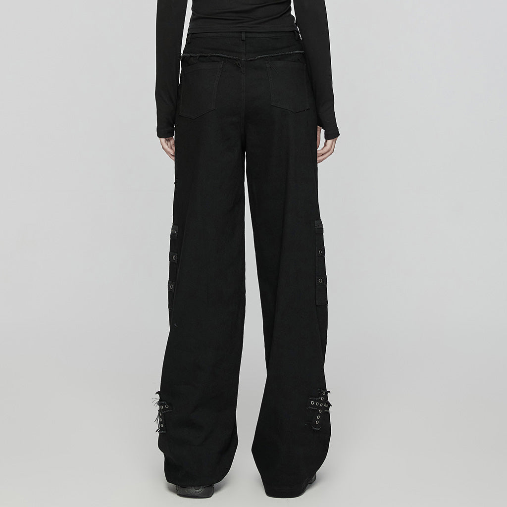 Punk High-Waist Flared Denim Pants