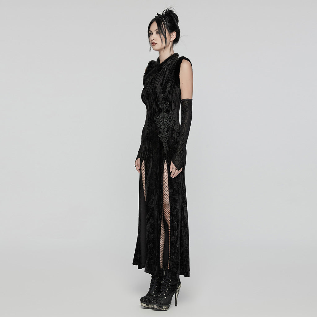 Gothic Velvet Qipao Maxi Dress
