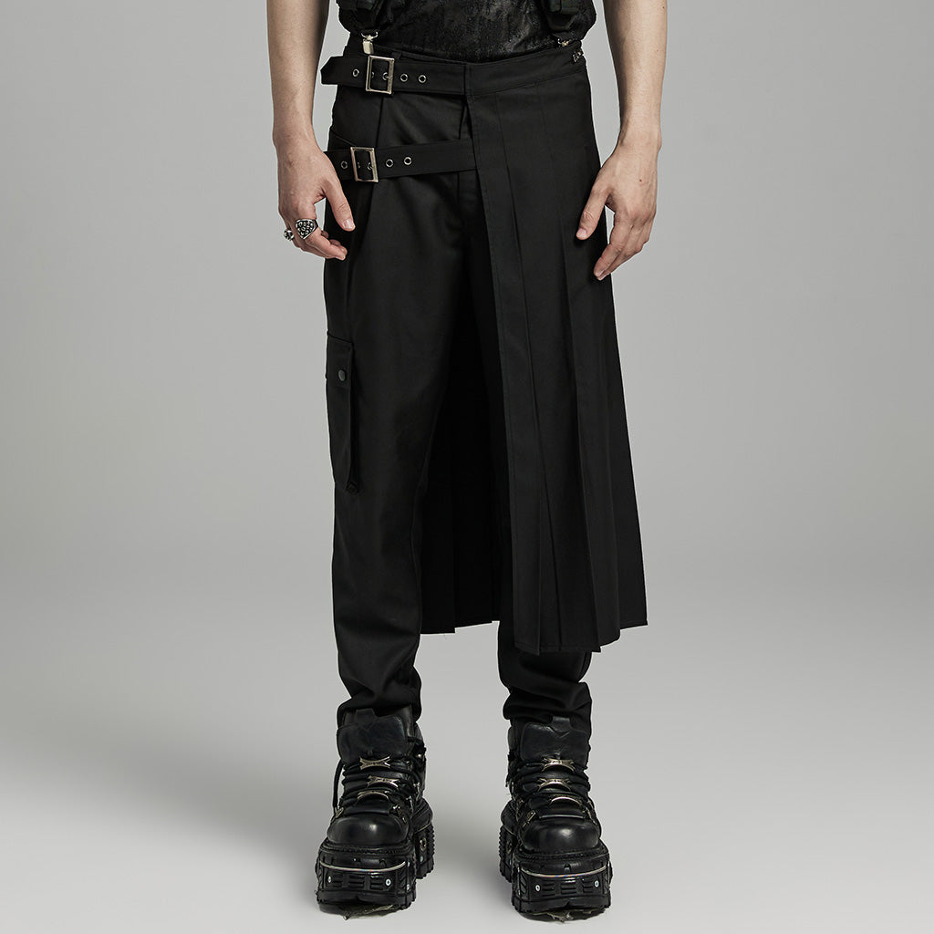 Men’s Asymmetric Split Black Skirt