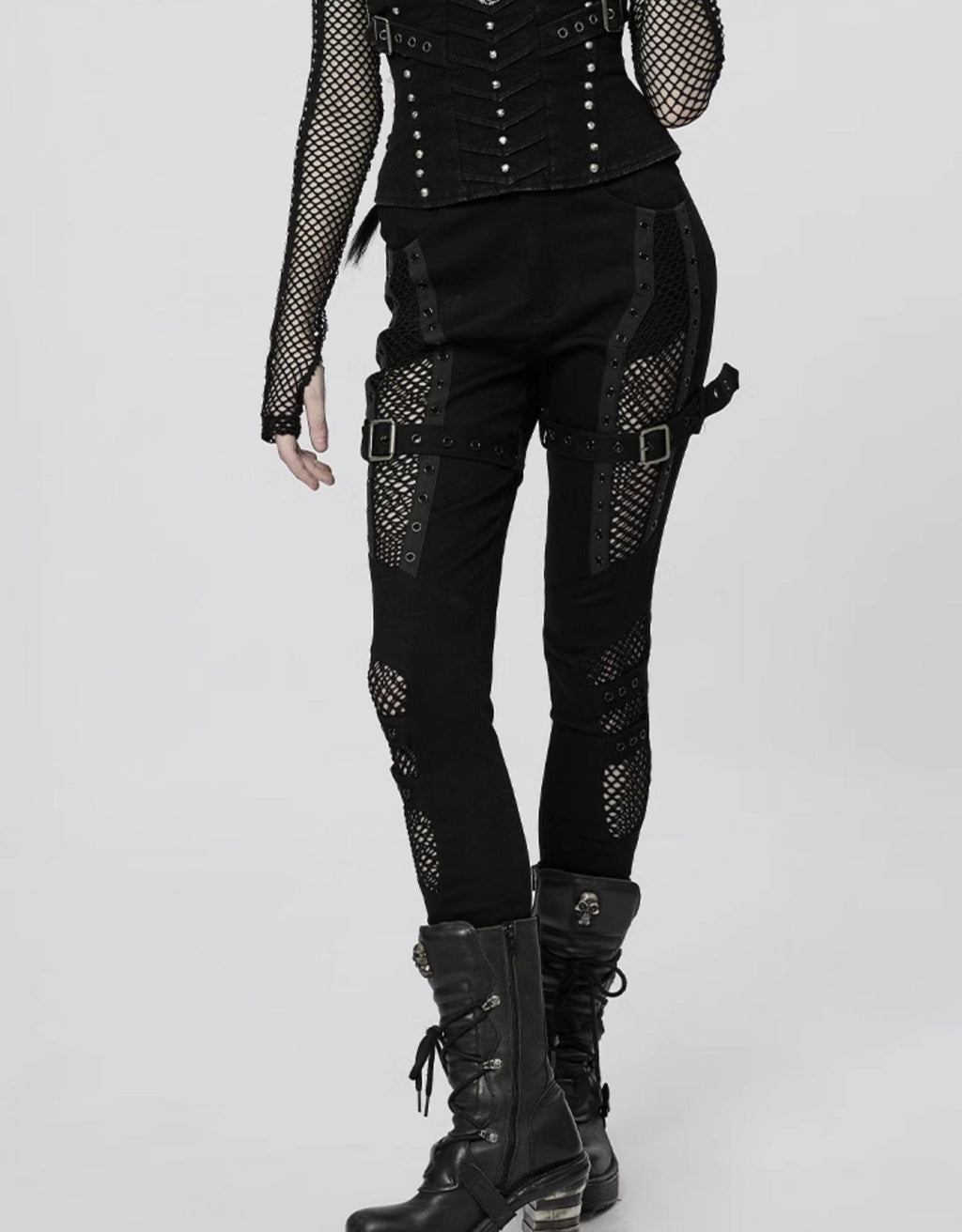 Mesh Cutout Skinny Pants Women