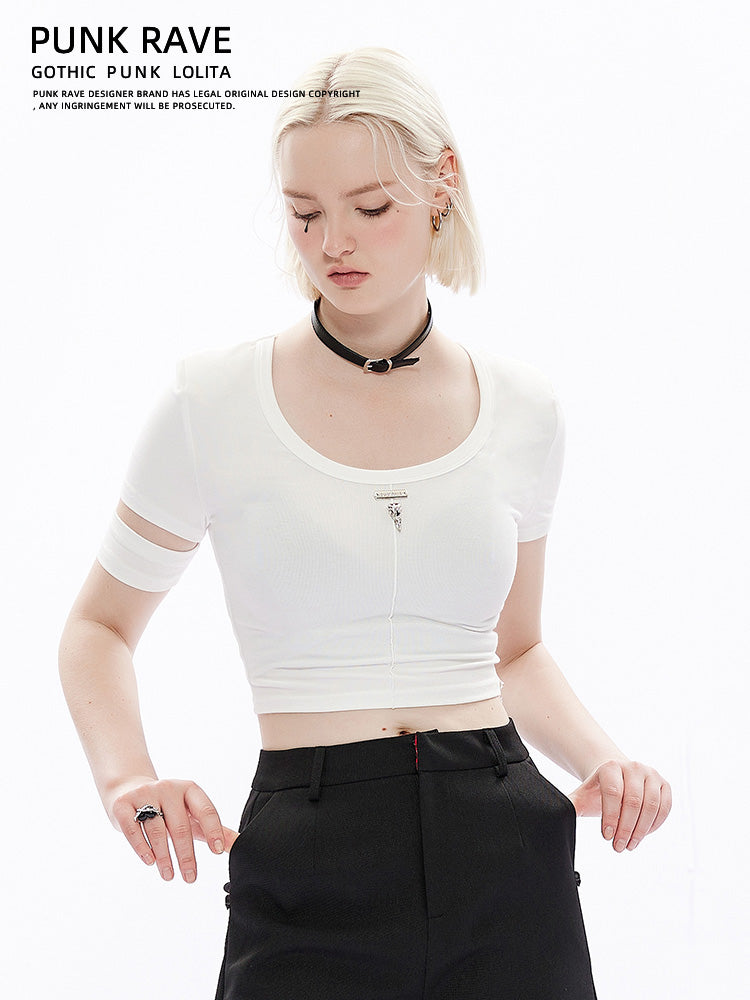 Cropped Knit Tee Summer Top