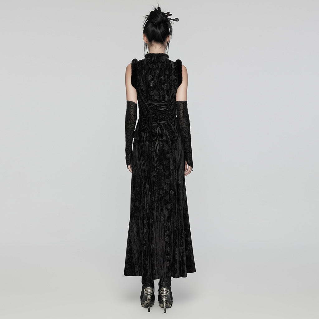 Gothic Velvet Qipao Maxi Dress