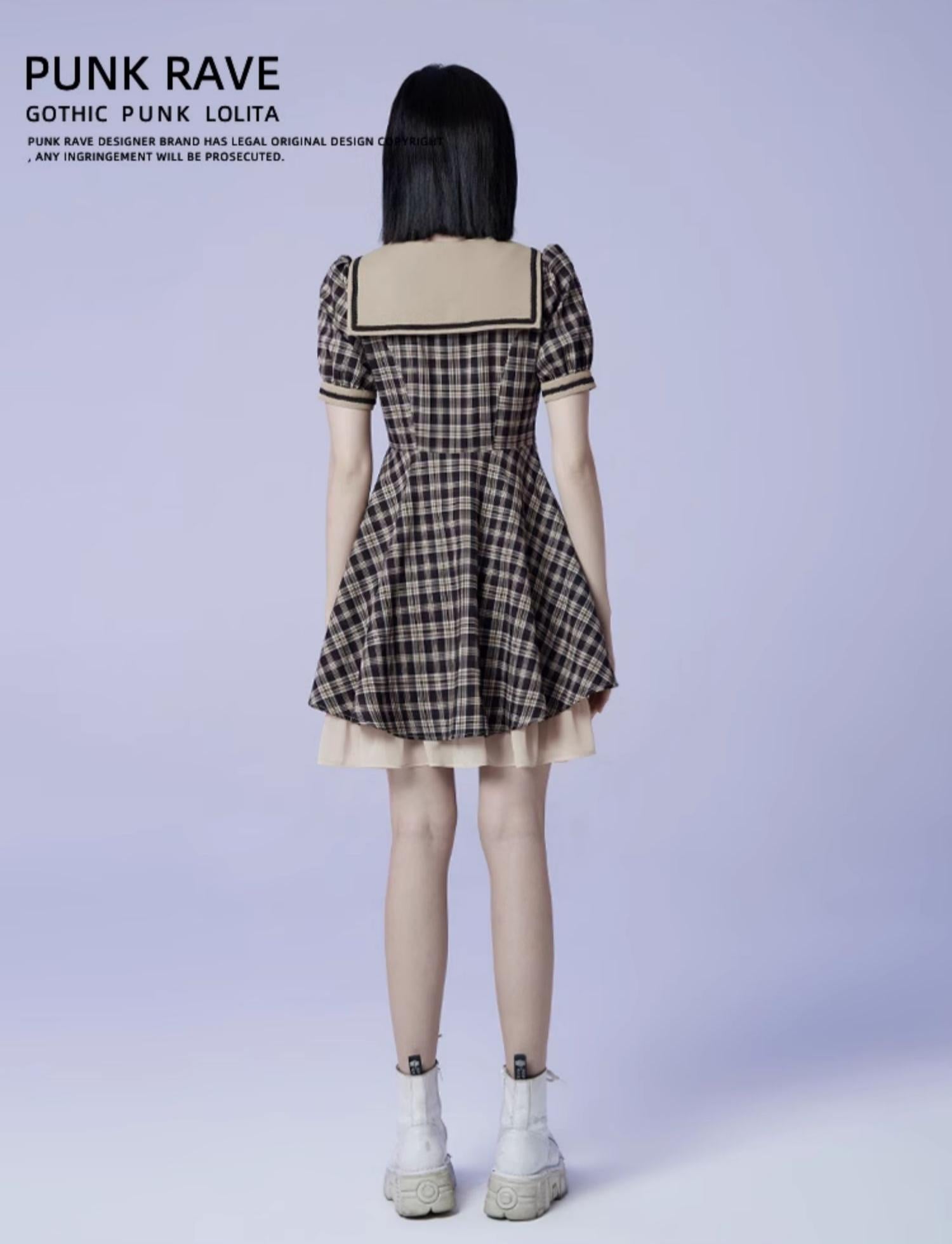 Plaid Sailor Shirt Dress