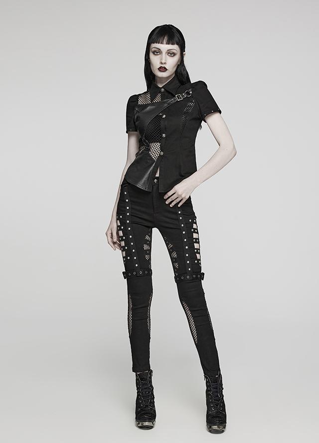 Punk High-Waist Cutout Skinny Jeans