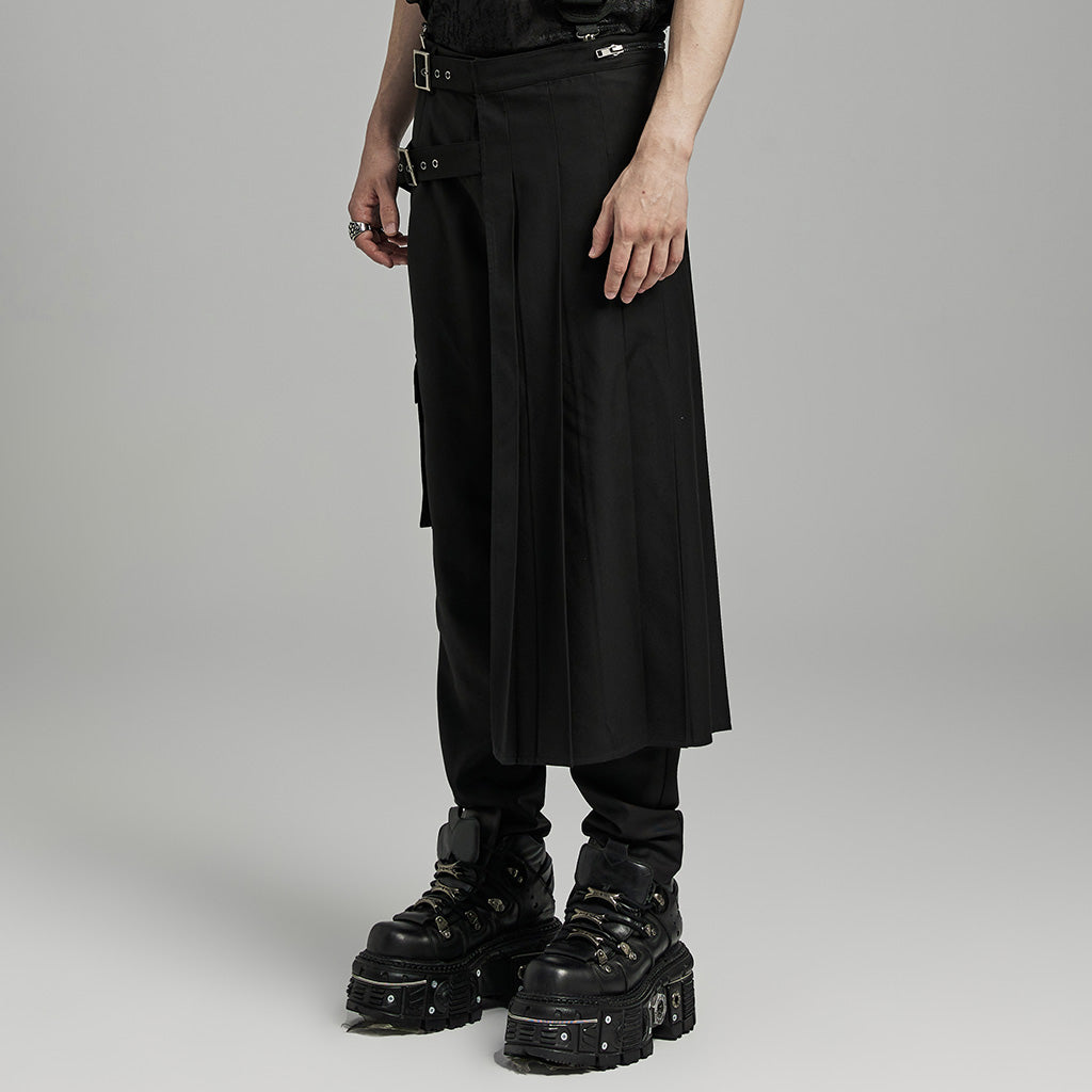Men’s Asymmetric Split Black Skirt