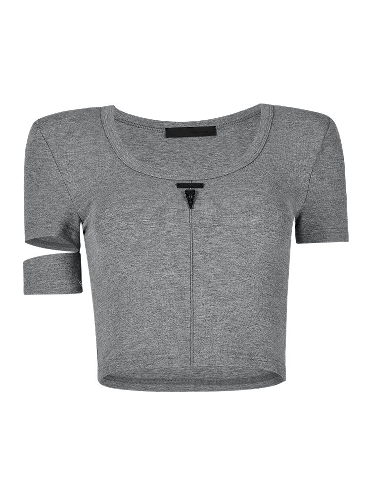 Cropped Knit Tee Summer Top