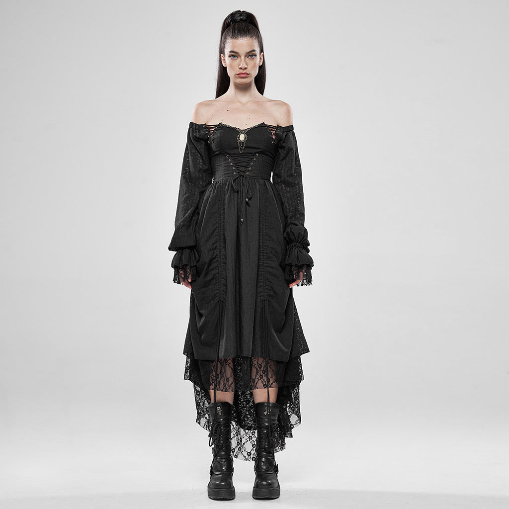 Off-Shoulder Lace Strap Dress