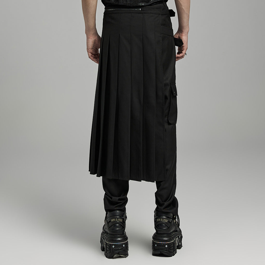 Men’s Asymmetric Split Black Skirt