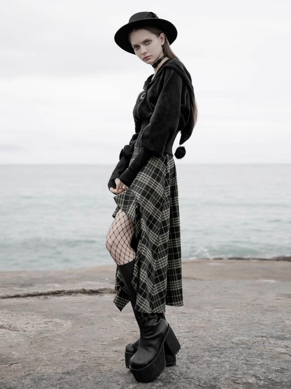 Velvet Witch Hoodie Cropped Top