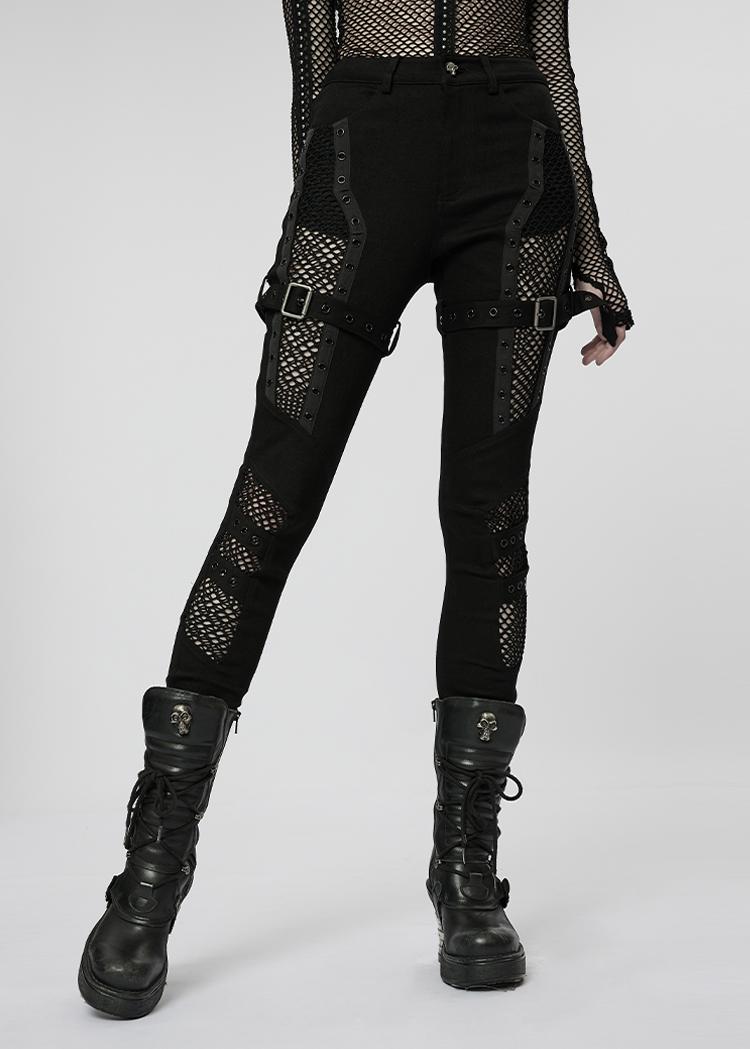 Mesh Cutout Skinny Pants Women