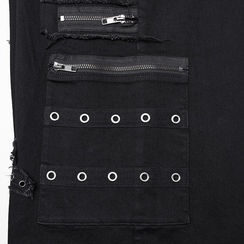 Punk High-Waist Flared Denim Pants