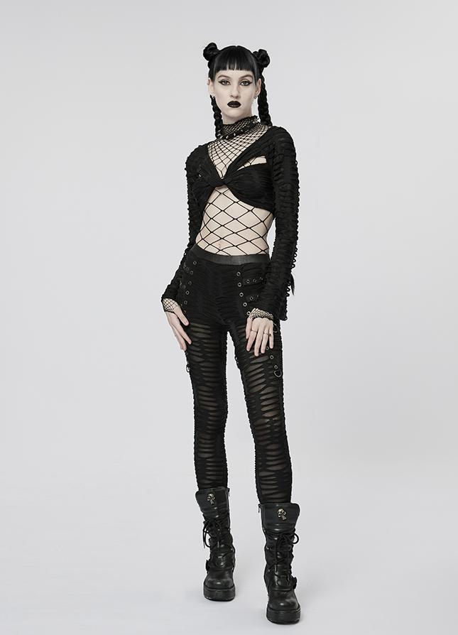 Goth Sheer Cutout Skinny Pants