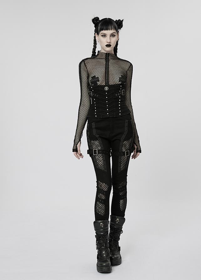 Mesh Cutout Skinny Pants Women