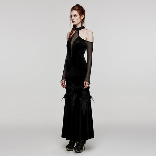 Black Off-Shoulder Fitted Gown