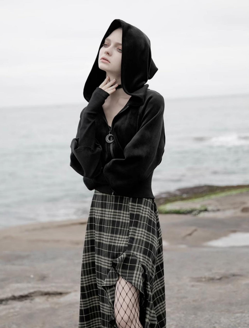 Velvet Witch Hoodie Cropped Top