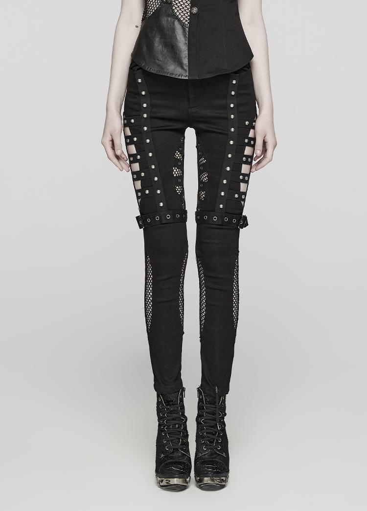 Punk High-Waist Cutout Skinny Jeans