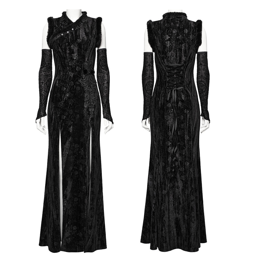 Gothic Velvet Qipao Maxi Dress