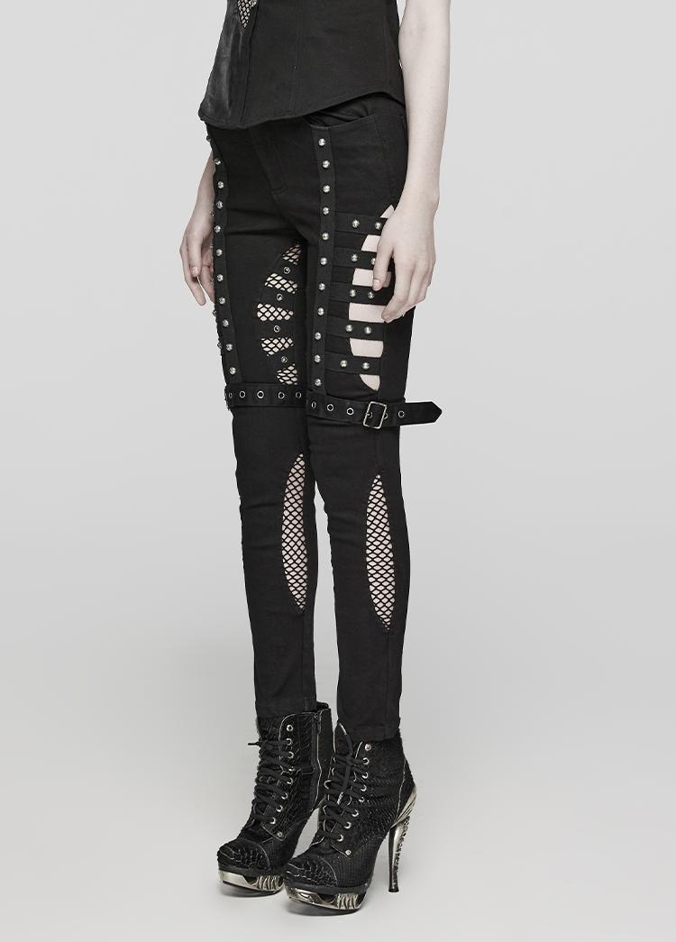 Punk High-Waist Cutout Skinny Jeans